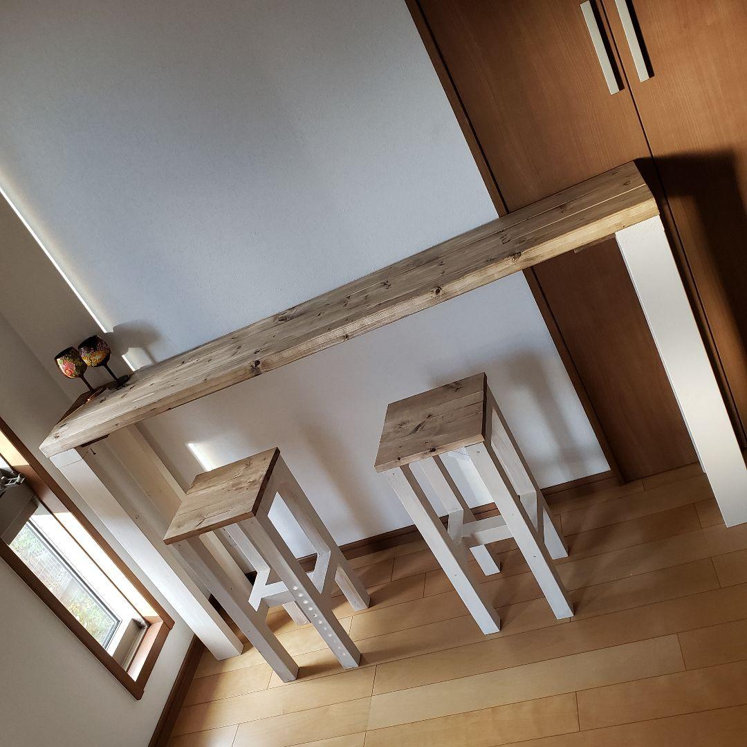 150×35 90 カウンターテーブル 無垢材　アンティーク風　木目調　天然素材