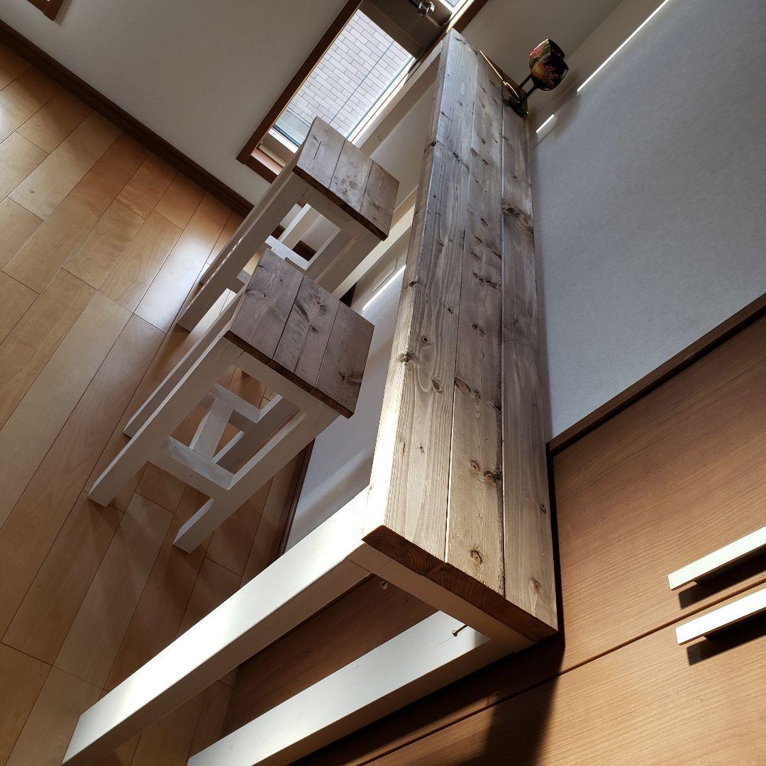 150×35 90 カウンターテーブル 無垢材　アンティーク風　木目調　天然素材