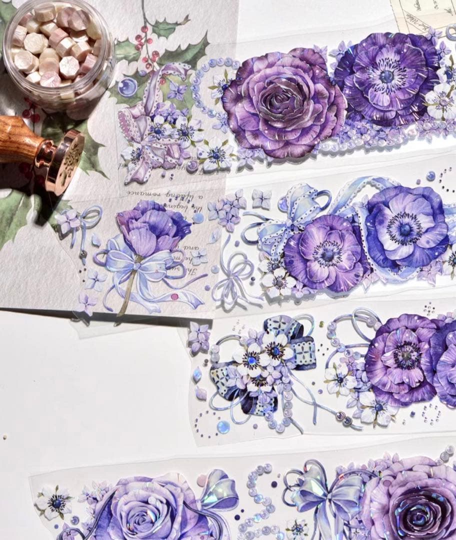 海外マスキングテープ巻売り 深紫夜 フラワー 人物マスキングテープ456