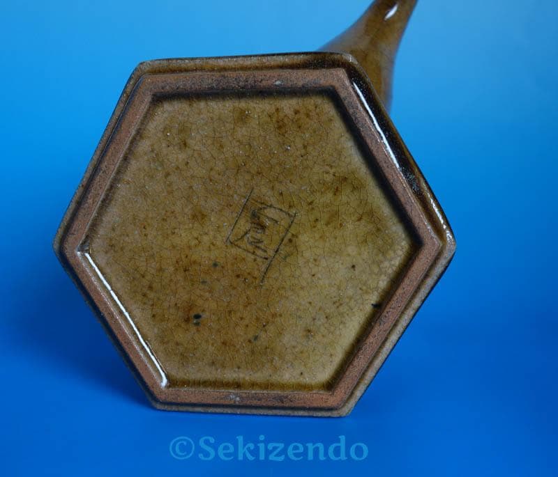 京焼　清水焼　六角 象嵌　草花文 水注　ティーポット　宝瓶 550ml 2545