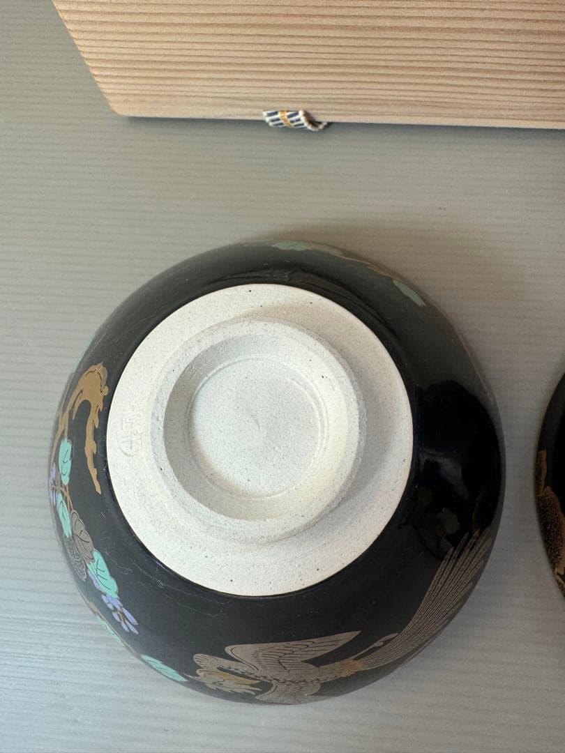 2787 原平窯　瑞鳥鳳凰　金銀天目抹茶茶碗　2客　未使用