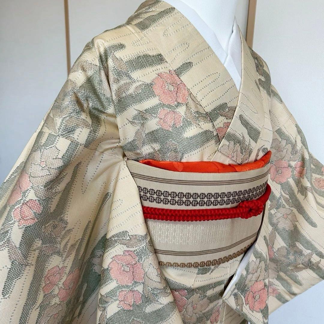 グ*マ様 モ46 未使用近い　美品　袷　正絹　白大島　白紬　大島紬　フルセット