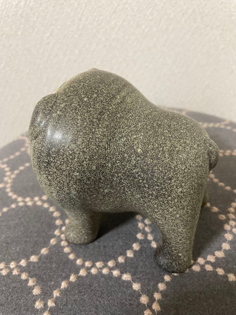 リサラーソン 置物 ケンネル ブルドッグ（中）グレー &ベージュ　2点セット　犬