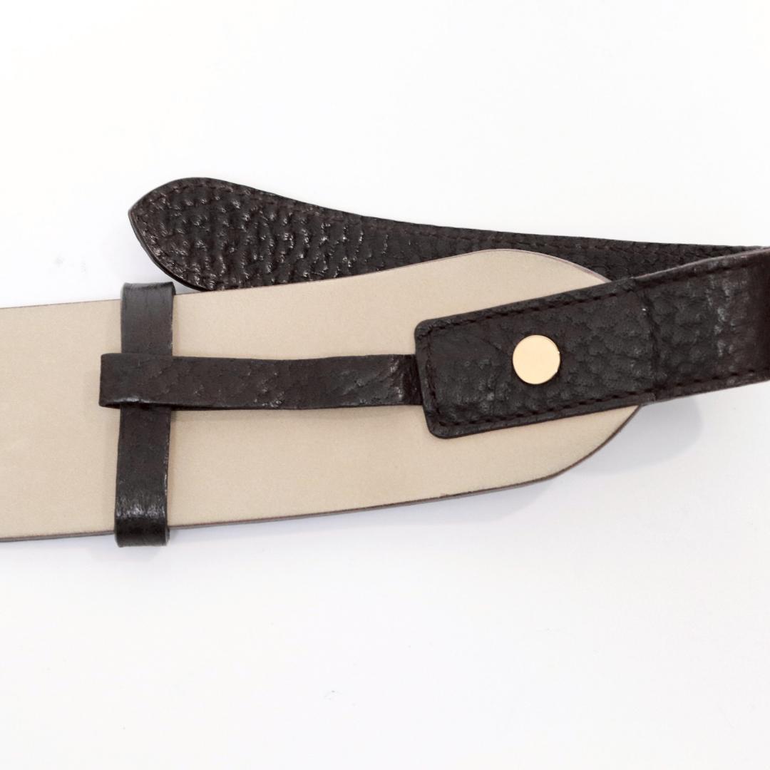 美品 ブルガリ レザーベルト 78cm±2.5 楕円バックル 黒 751