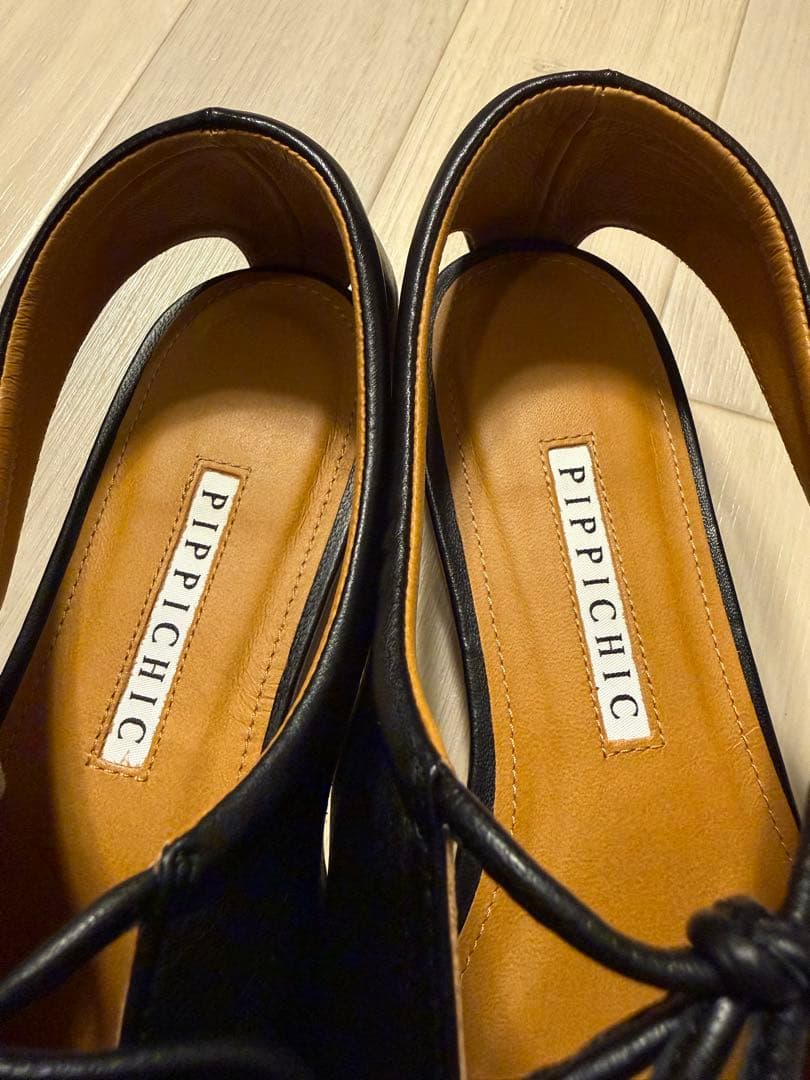 PIPPICHIC AMBER COCO フラットシューズ 38 裏張り済 黒