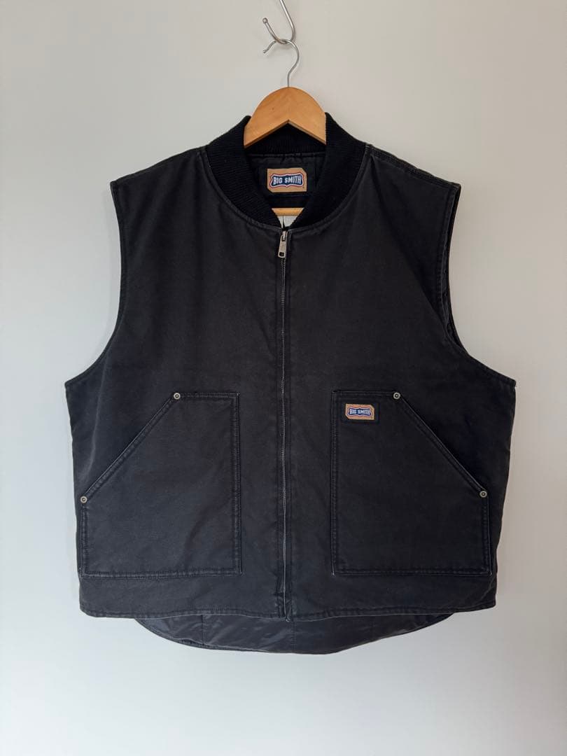 【希少】良品 ビッグスミス ダックベスト XL ブラック フェード ヴィンテージ