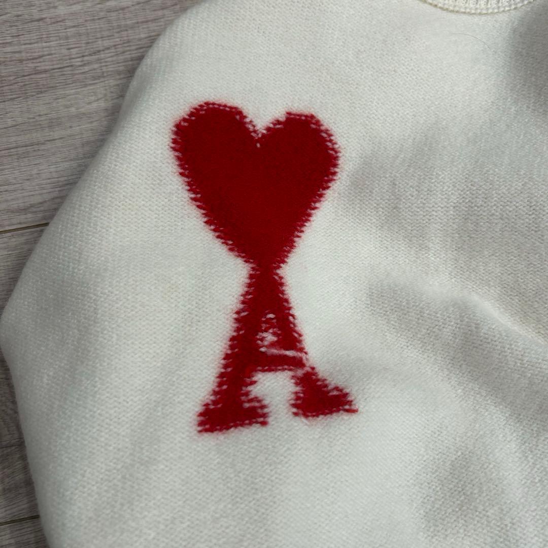 【芸能人着用】AMI PARIS アミパリス ロゴニット セーター ホワイト M