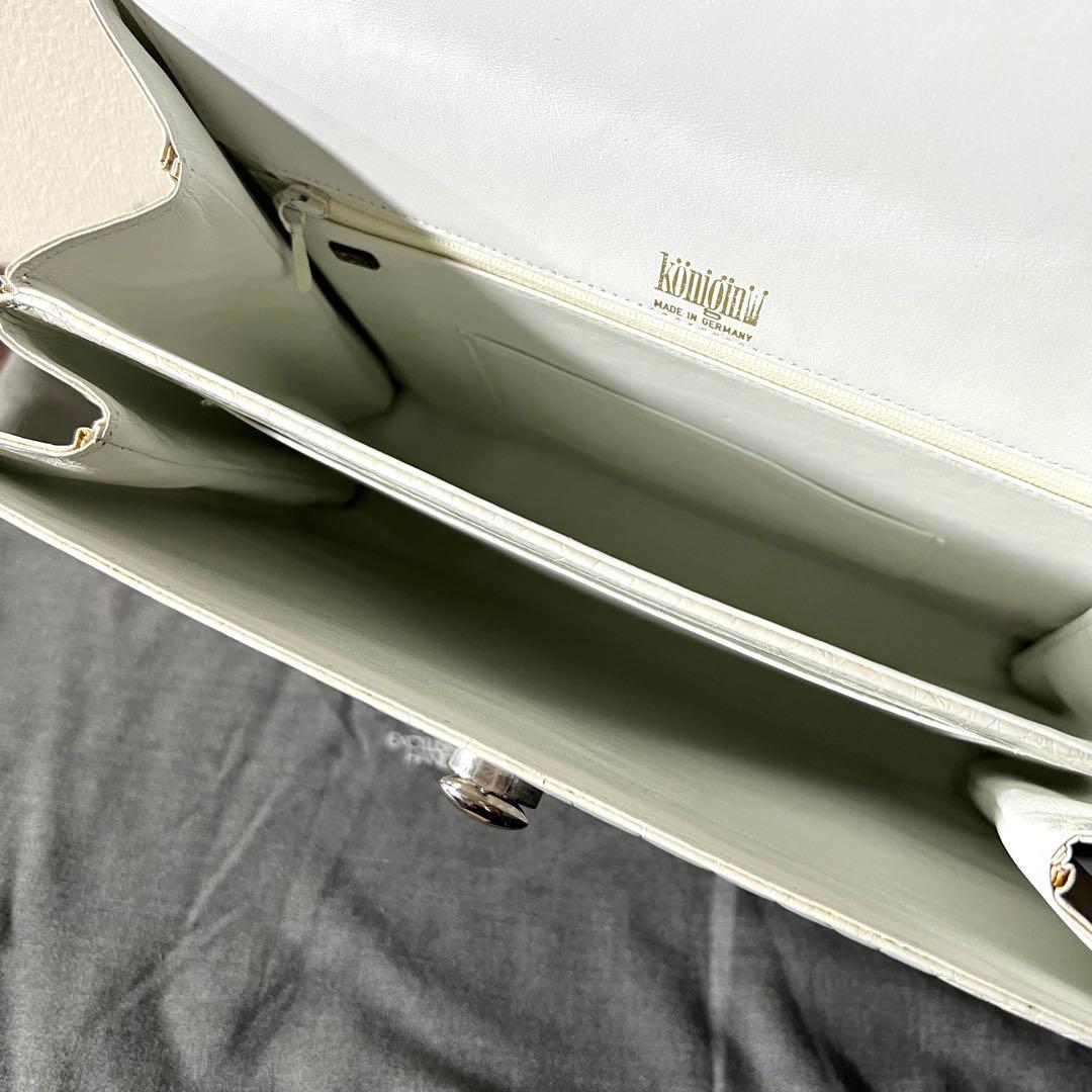 Konigin クーニギン IRV ドイツ クロコダイル ハンドバッグ ホワイト