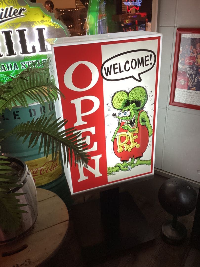 茨城　ラットフィンク　両面ネオン看板　店舗ガレージに☆まるみDIY