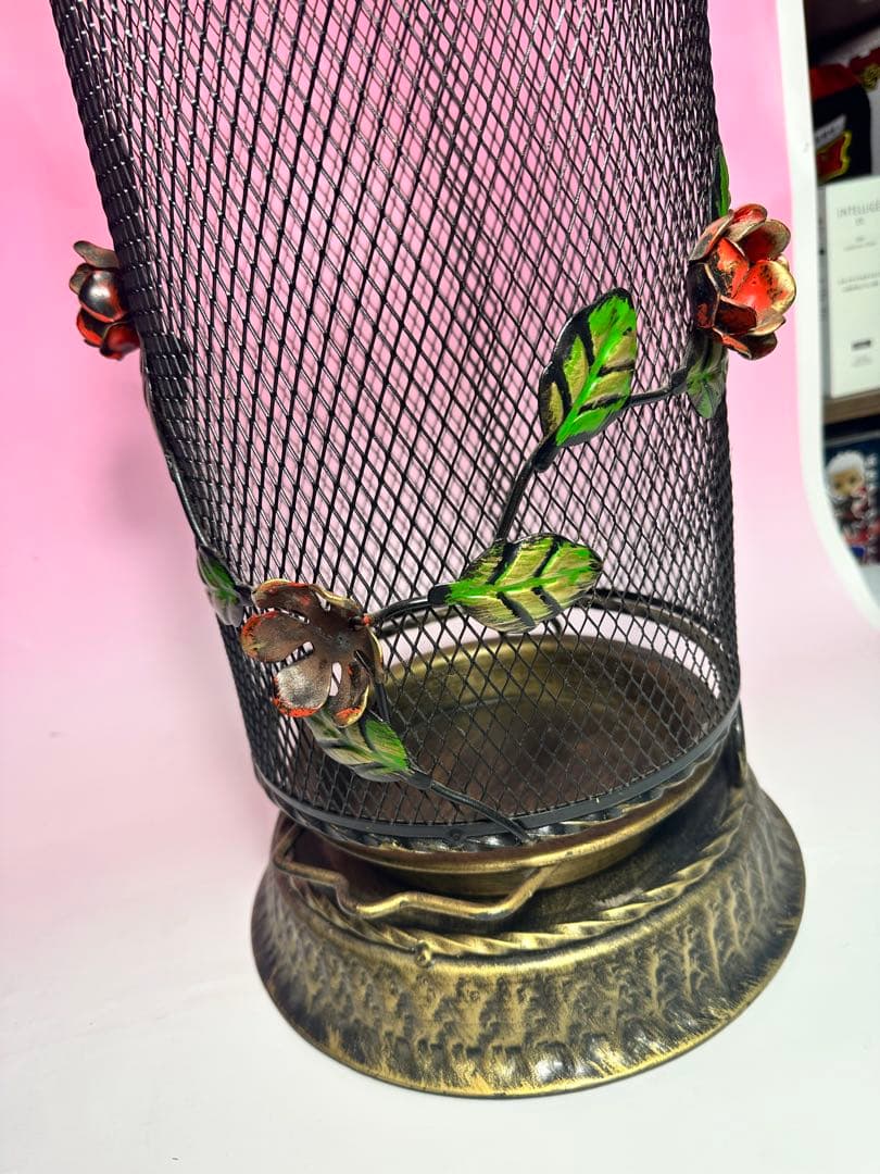 希少 メタル製 花装飾 傘立てレトロ バラ おしゃれ