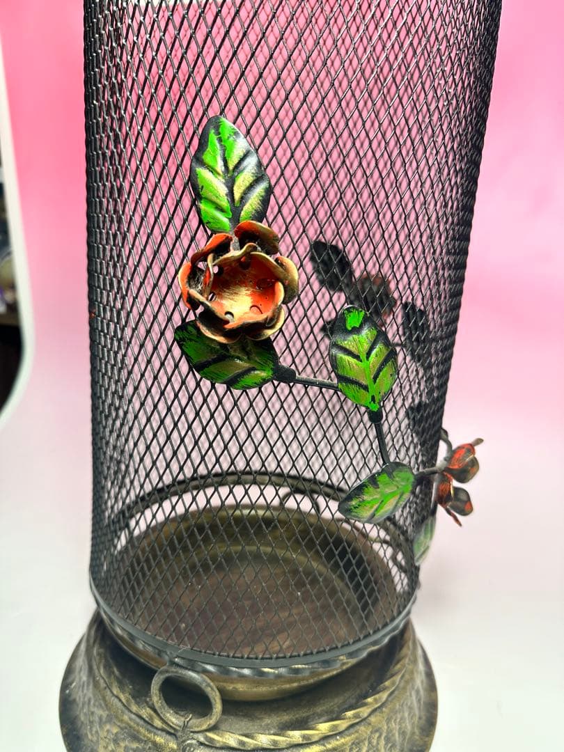 希少 メタル製 花装飾 傘立てレトロ バラ おしゃれ