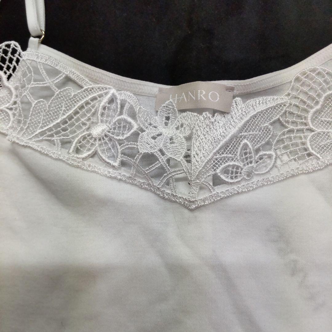 HANRO 上質スイスレースが美しい！ホワイト キャミソール S