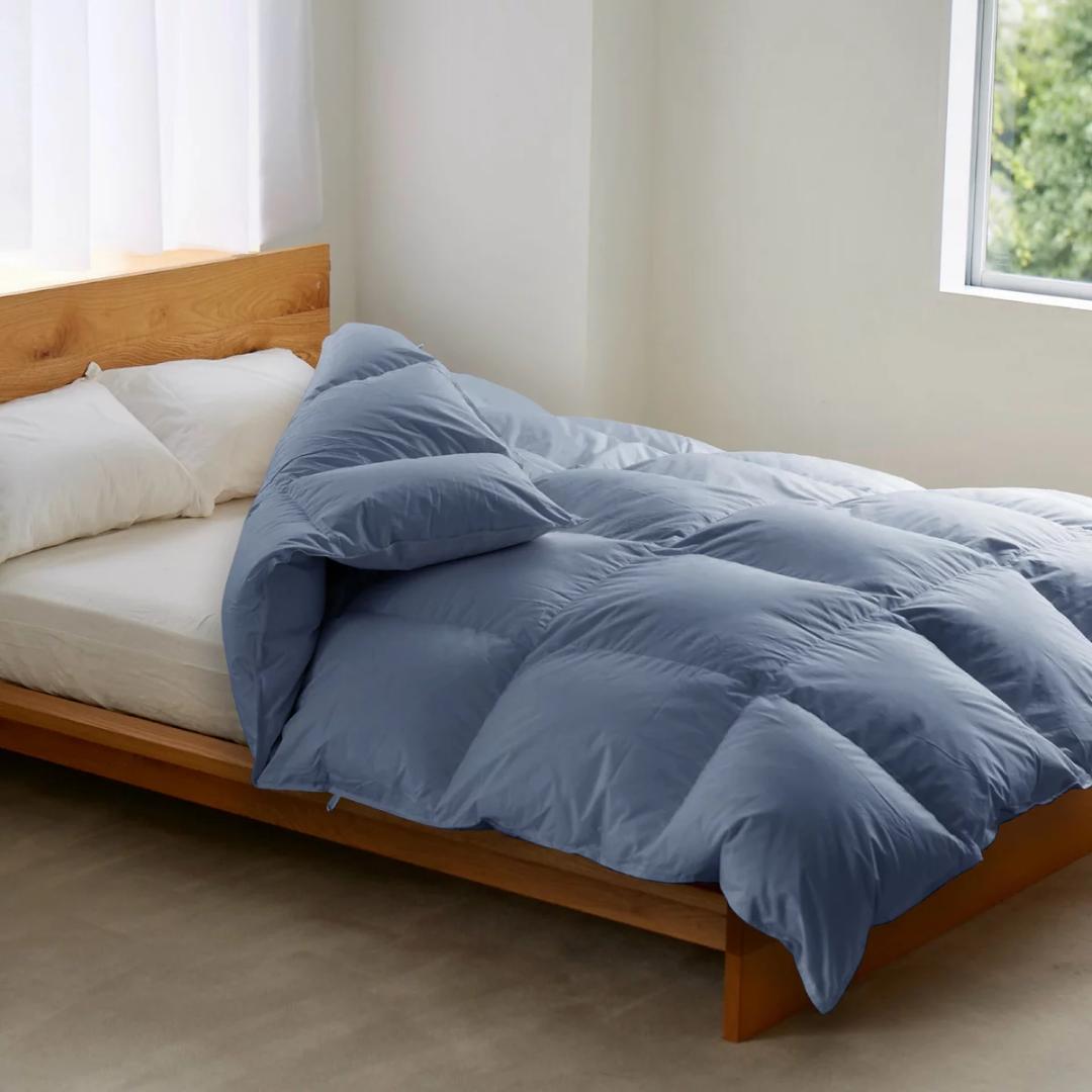 羽毛布団 ナチュラルダックダウン85％ シングル ネイビー 掛け布団