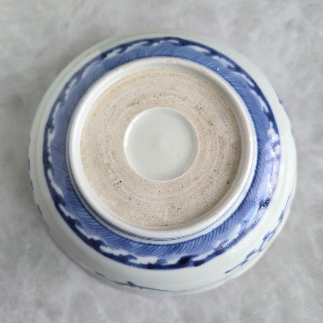 古伊万里　花唐草　深皿　江戸時代　染付　金彩　赤絵　金直し　金継ぎ　アンティーク