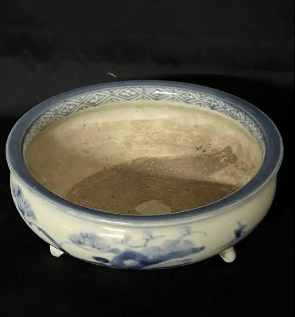 【倉庫整理品】古美術 • 染付三足香炉 • 時代物：XG--34