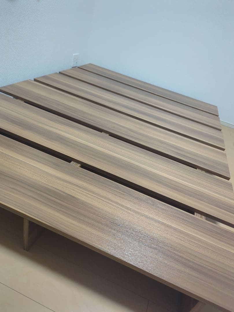 LOWYA ベッドフレーム すのこ セミダブル ダブル ウォルナット ロータイプ