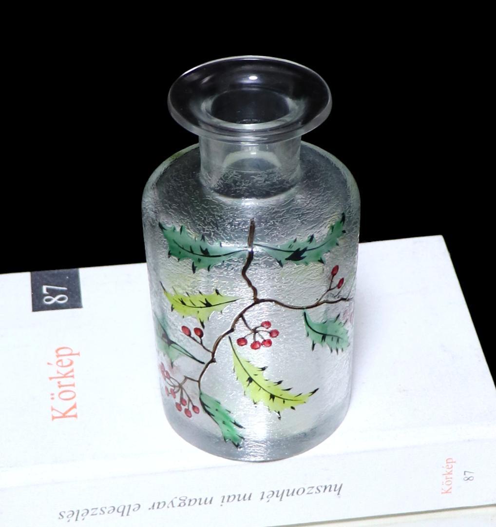 オールド・バカラ 美術館級 多色エナメル×アシッドエッチング ボトル13.1cm