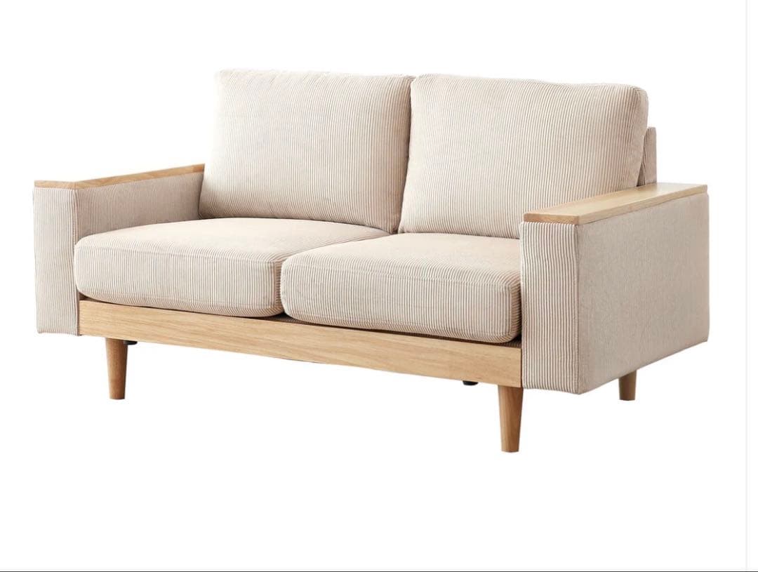 2人掛けソファ　FINE KAGU Cosna(コスナ) ベージュ　コーデュロイ