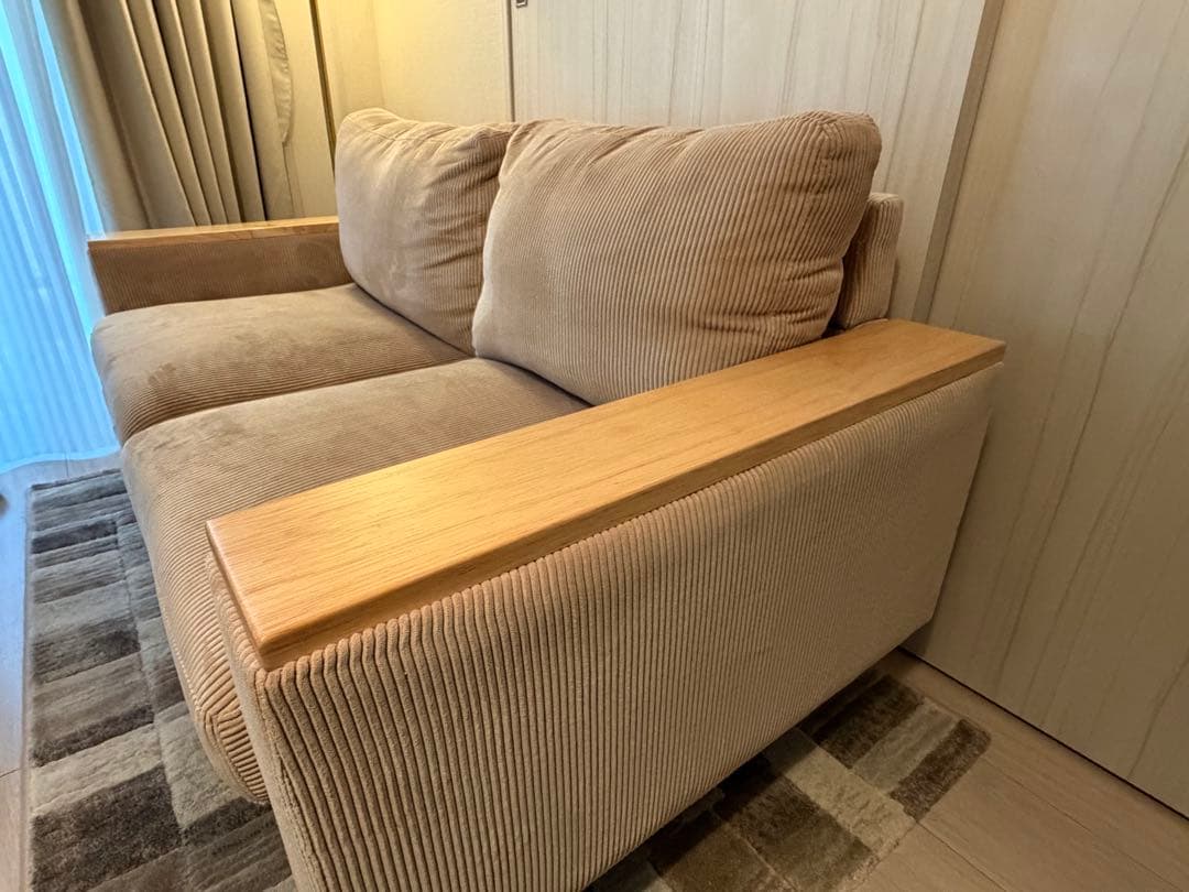 2人掛けソファ　FINE KAGU Cosna(コスナ) ベージュ　コーデュロイ