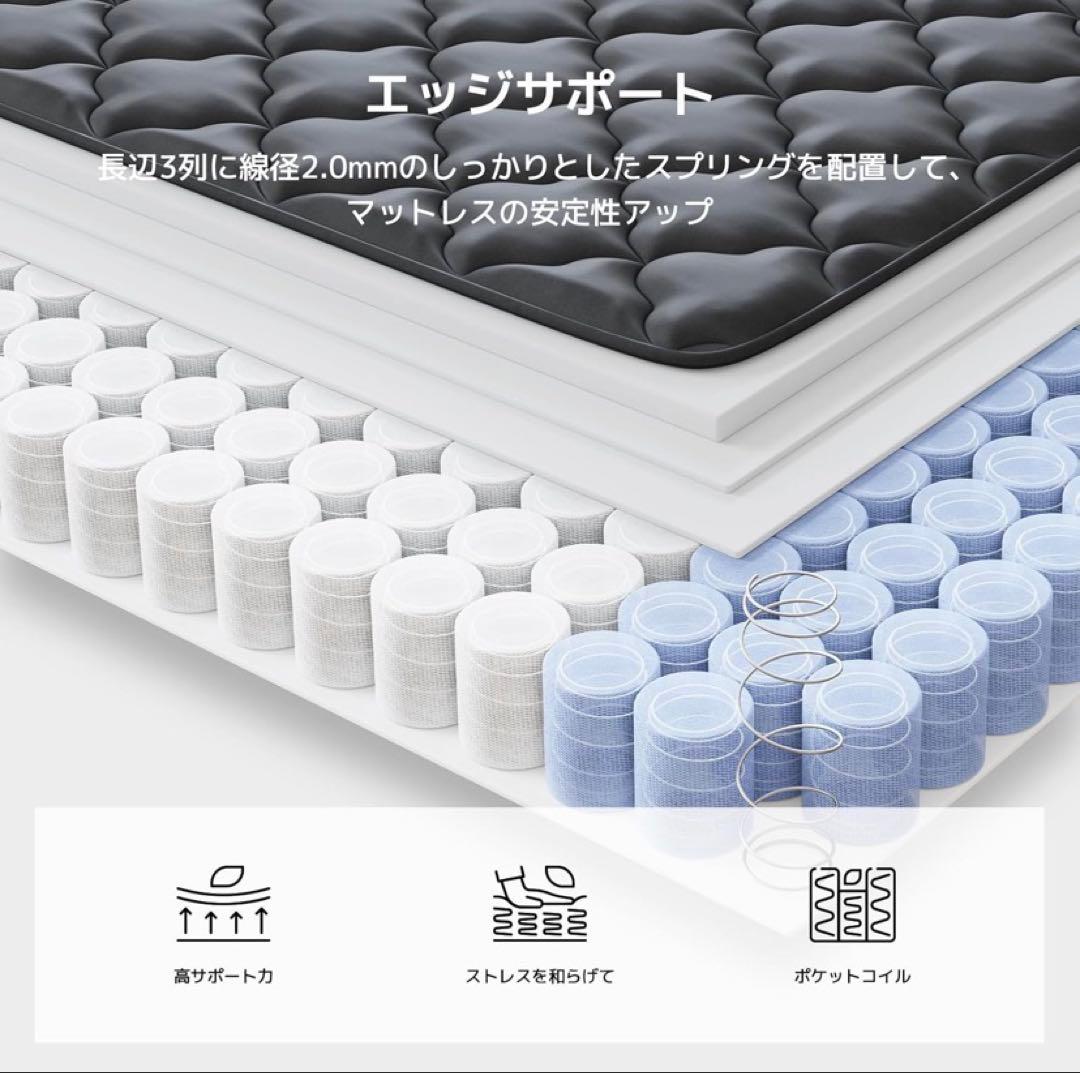 マットレス シングル 硬め 極厚20cm コイルマットレス 硬さ180N 高反発