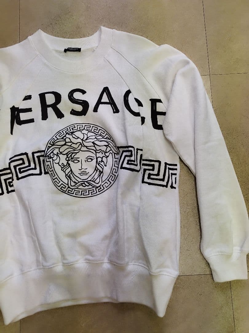 VERSACE ロゴトレーナー ホワイト 変色あり