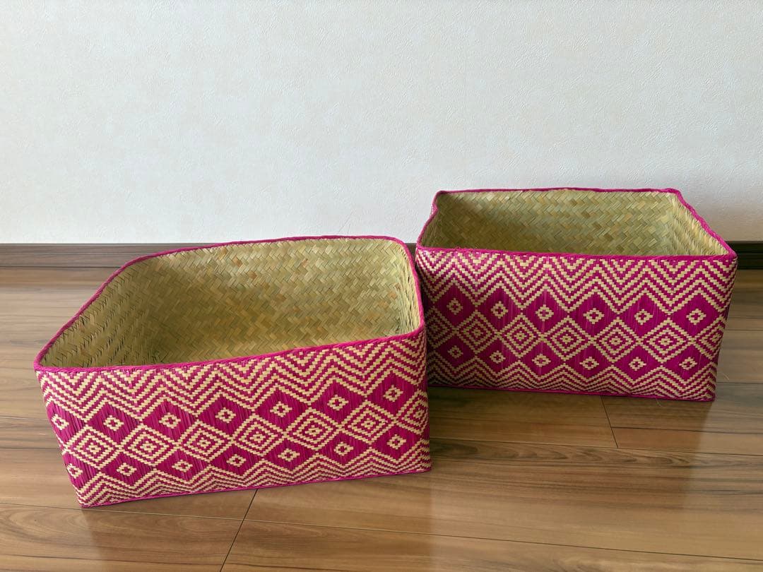 ピンク系収納ボックス２点セット ソカシ かごバスケット インテリア