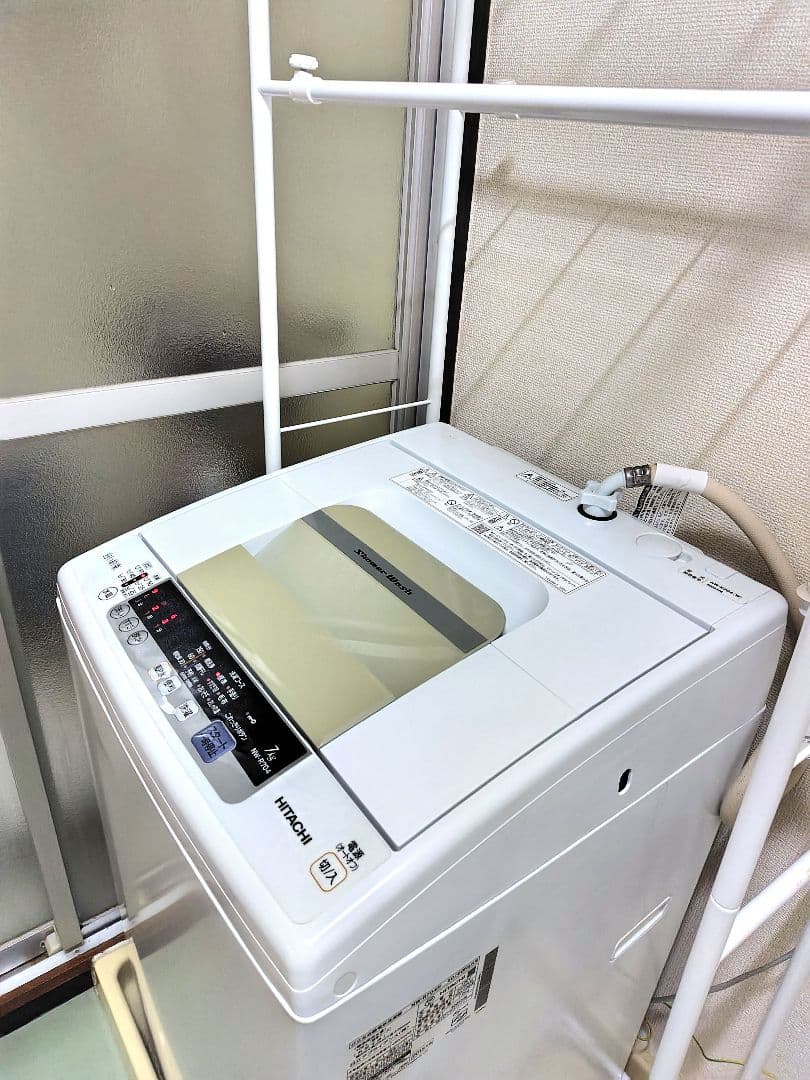 おまけ☆IKEA洗濯棚つき☆ 日立 全自動洗濯機 7kg NW-R705 W