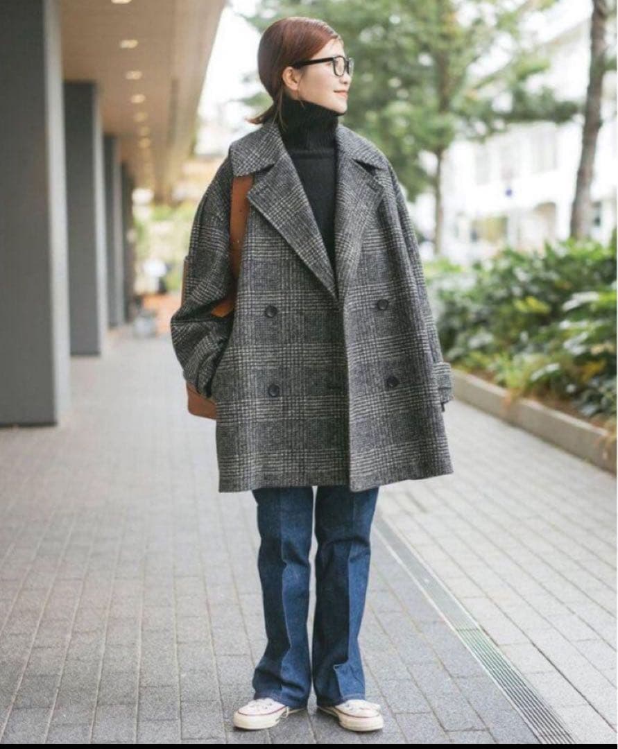 Spick & Span Wスライバーチェックハーフコート38