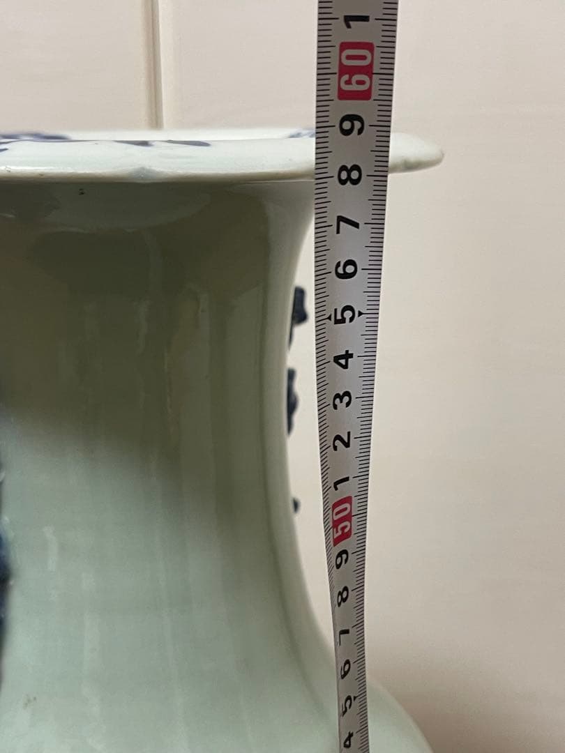 青白磁 花瓶 中国風 古染付 アンティーク 欠けあり