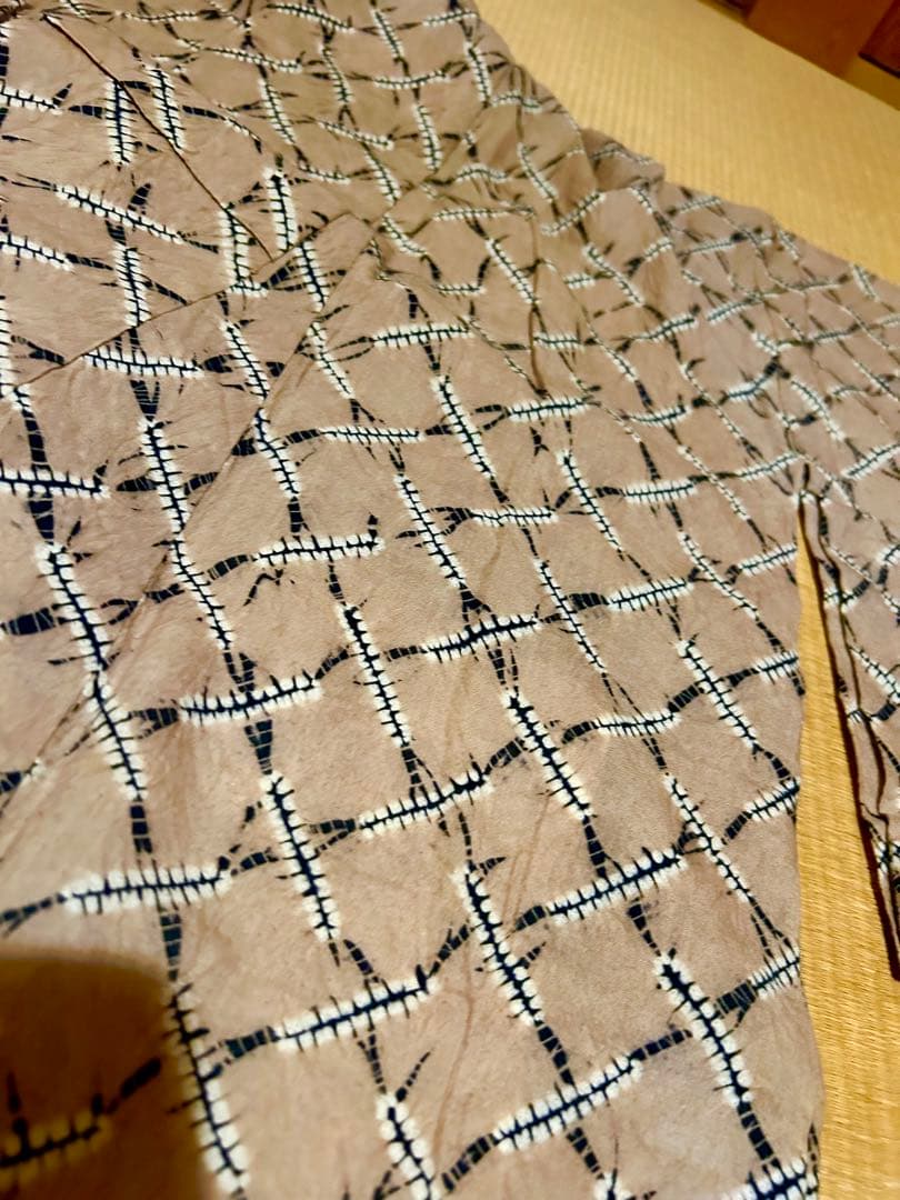 有松絞り　浴衣　広衿