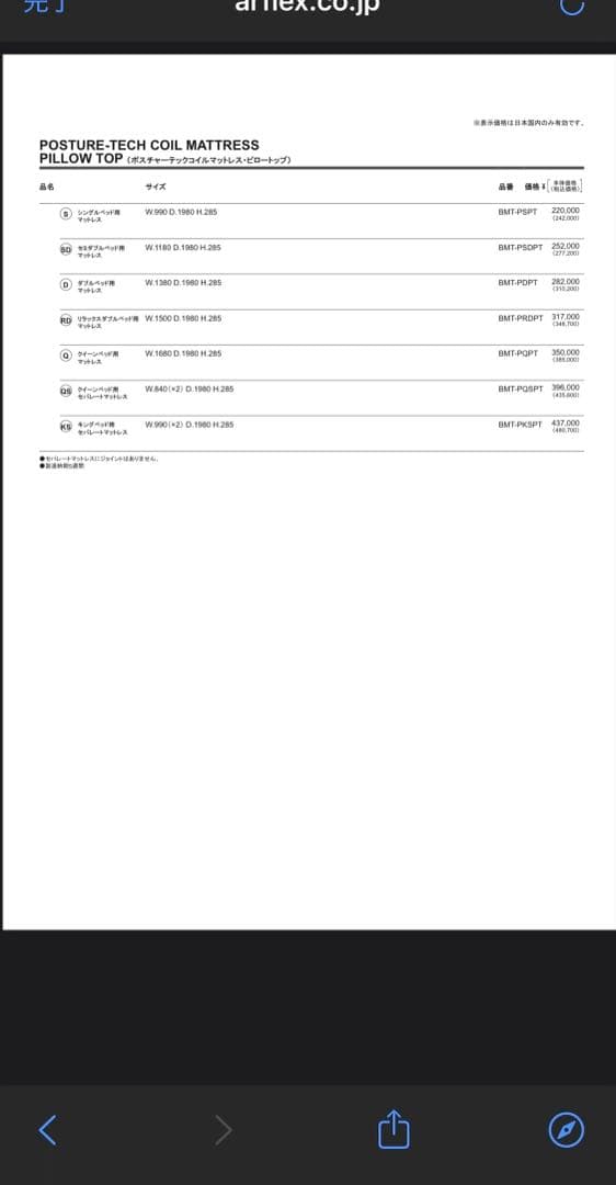 アルフレックス クイーン　ベッド マットレスのみ　シーリー　ブレラ　BRERA