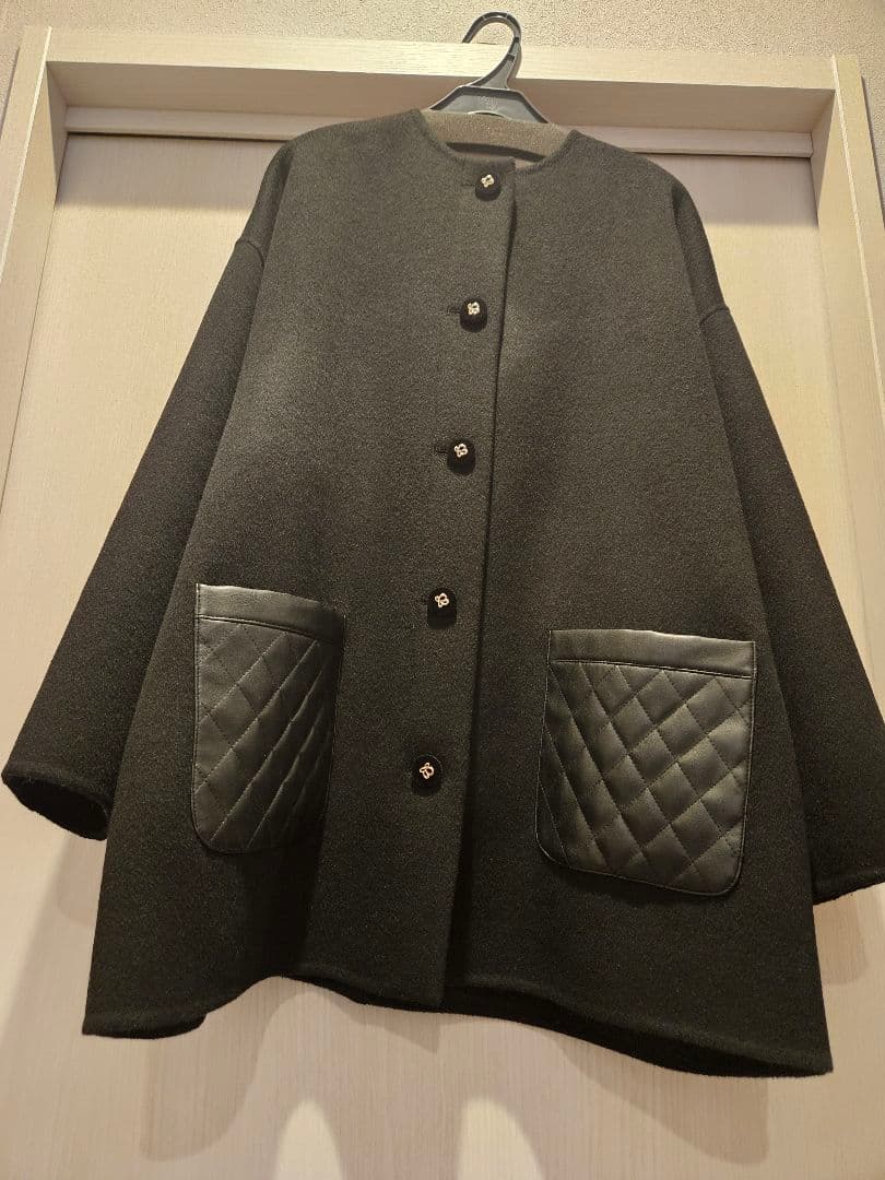 トレフルプラスワン　ダブルフェイスウールコート　ブラック