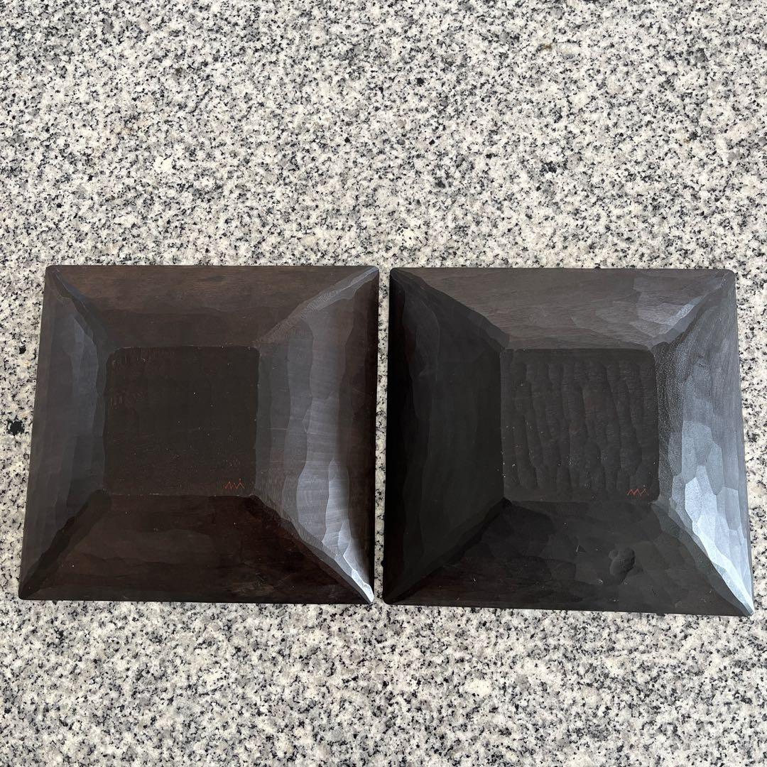 三谷龍二　黒拭き漆　角皿　 2枚セット