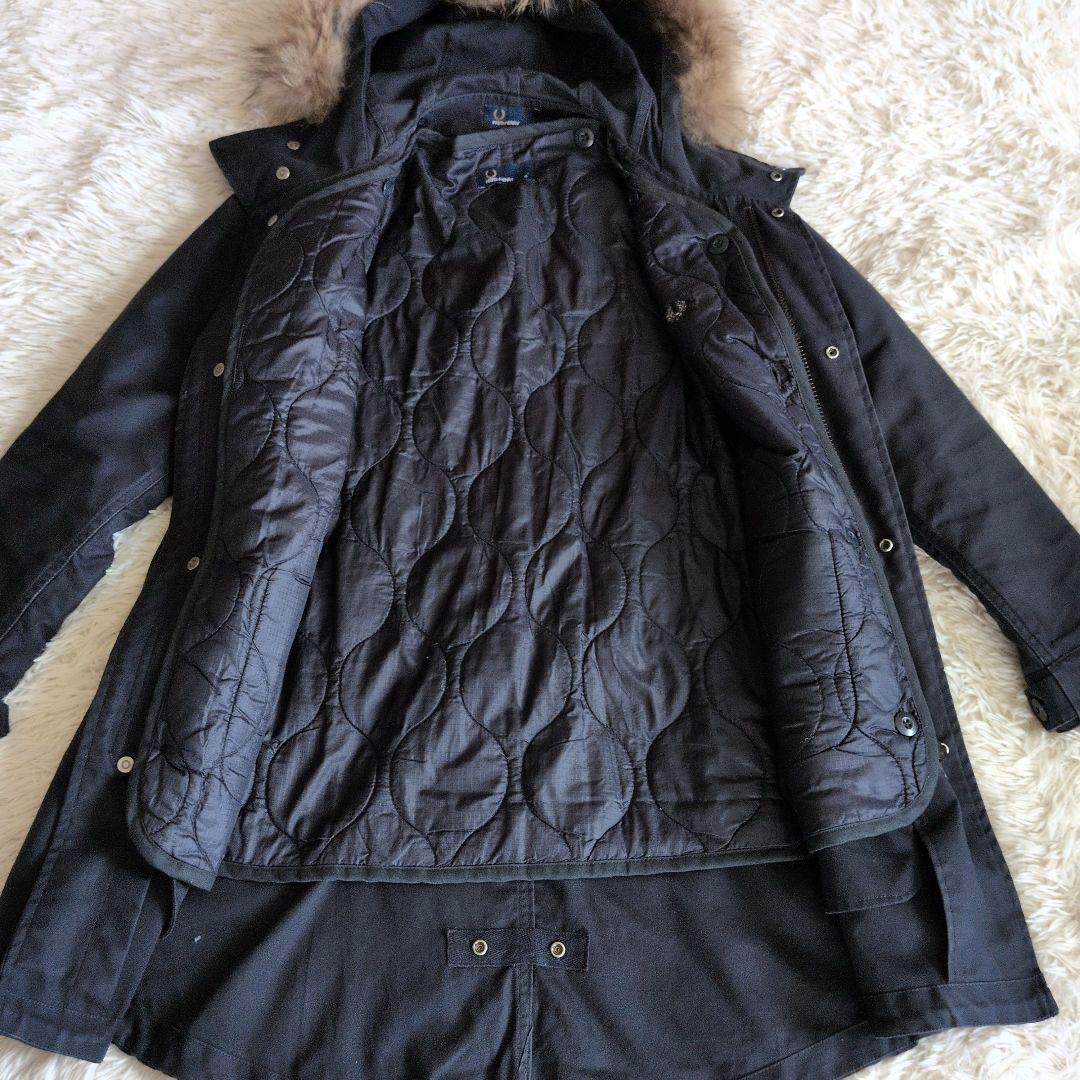 フレッドペリーモッズコートMネイビー　 月桂樹ロゴ　ロングコート