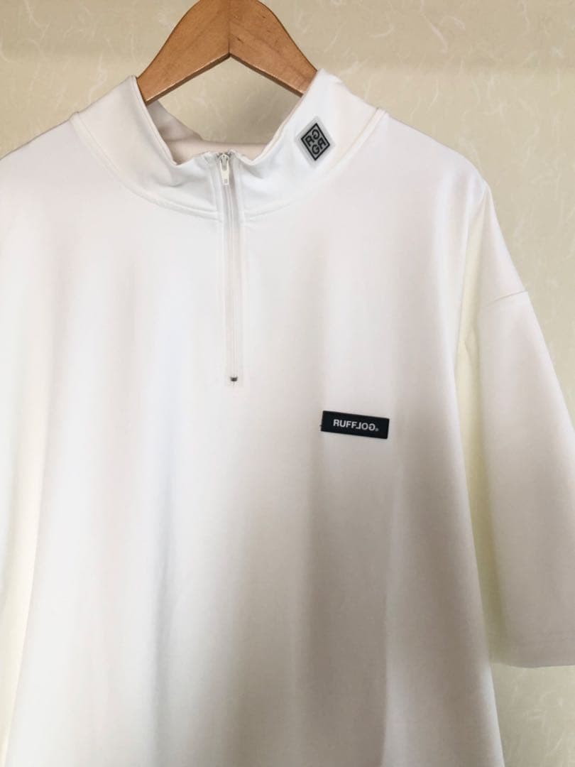 RUFFLOG HALF ZIP MOCK NECK SHIRT ホワイト