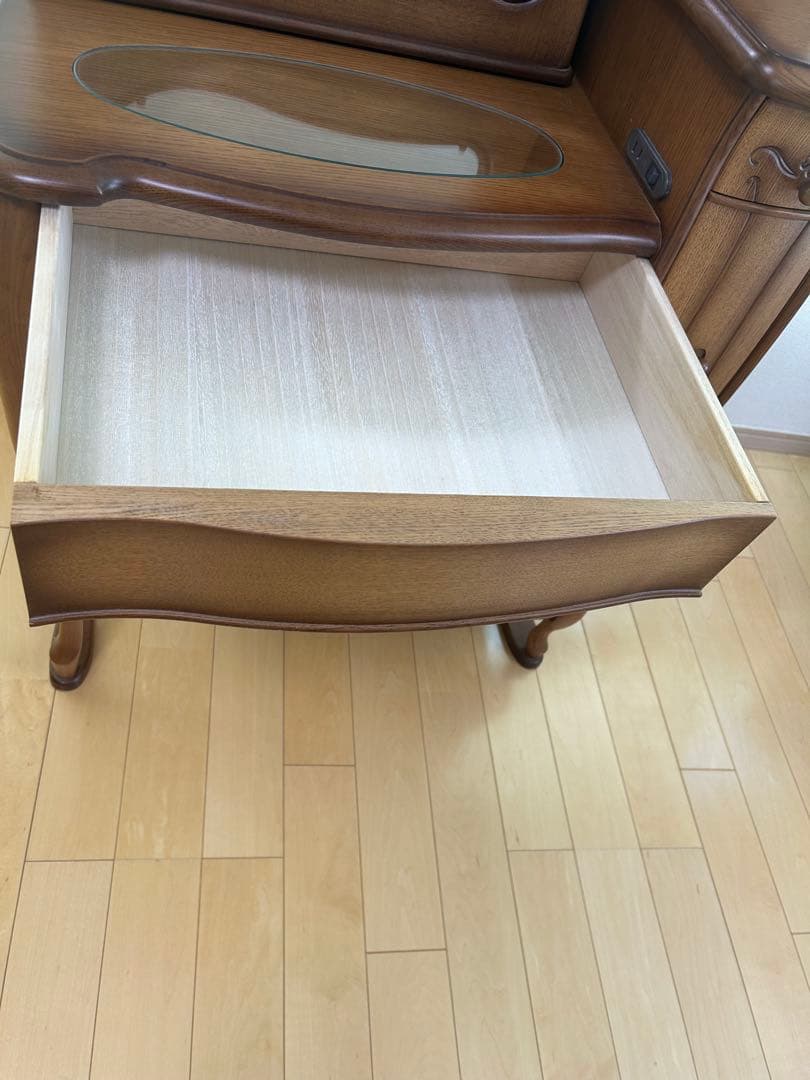 猫脚ドレッサー　高級　アンティーク　レトロランプ付　開き鏡　ヨーロピアンイタリア