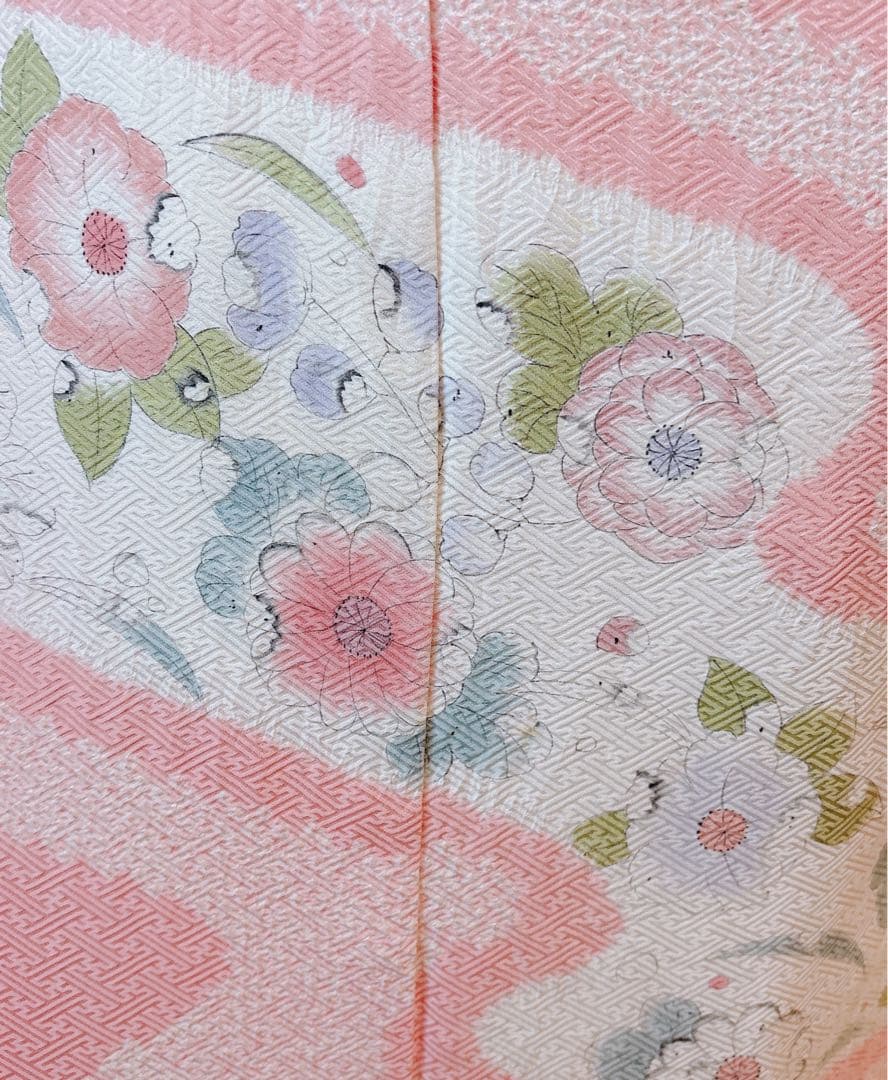 20日まで　訪問着　フルセット　辻が花　裄66 卒業式入学式M L 袋帯　ピンク