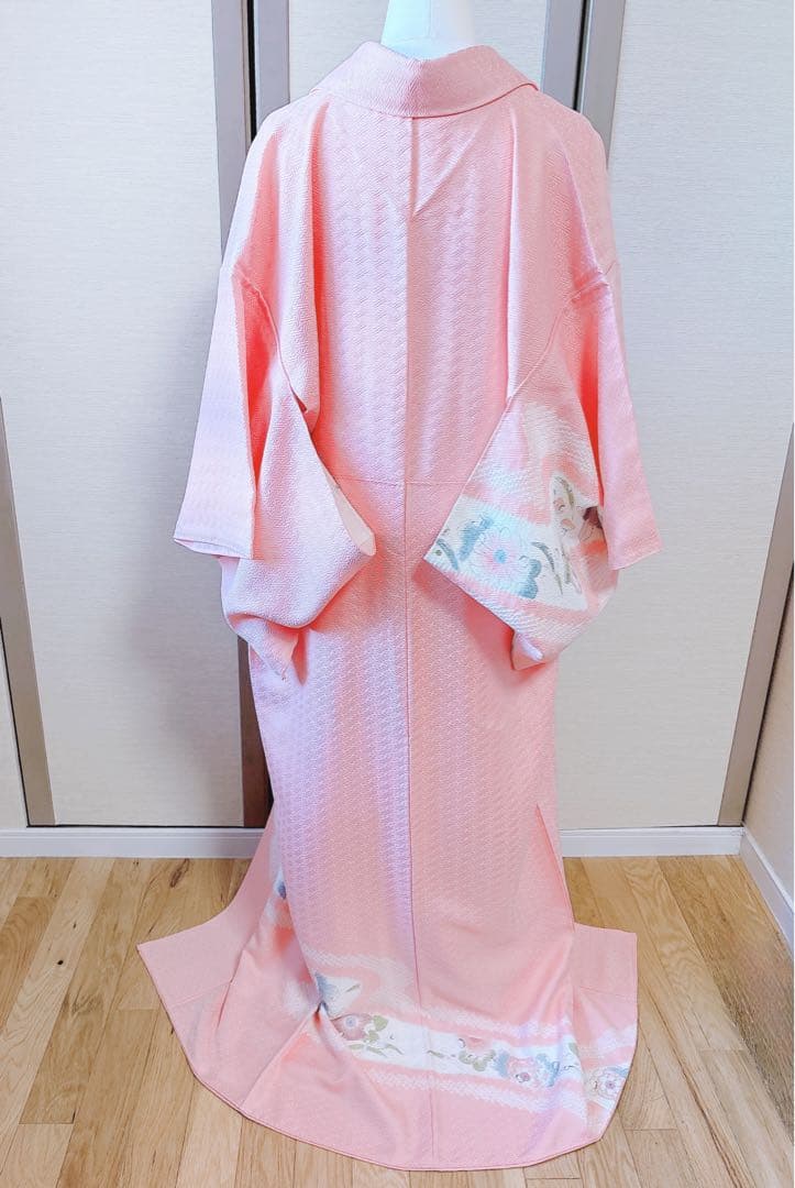 20日まで　訪問着　フルセット　辻が花　裄66 卒業式入学式M L 袋帯　ピンク