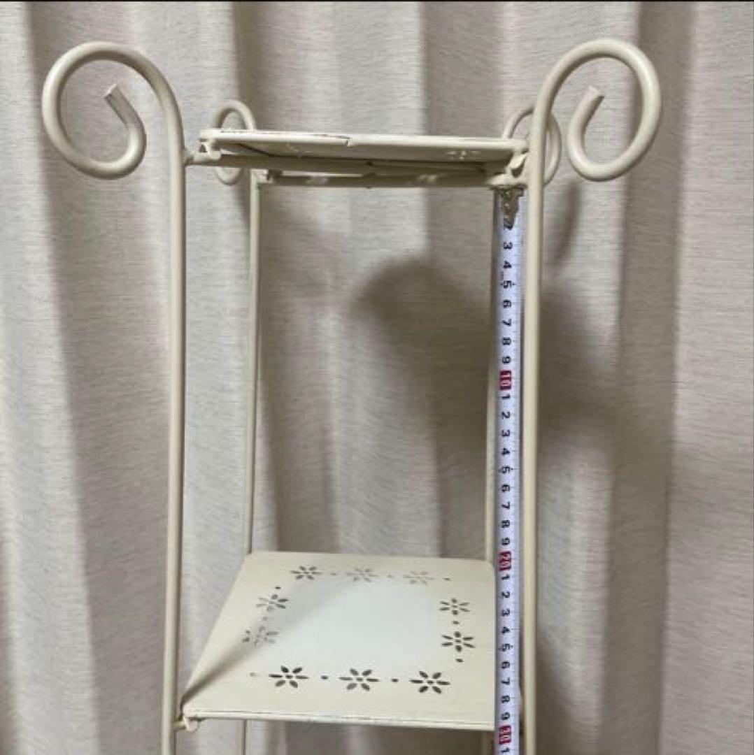 アイアン4段ラックホワイト ラック 花柄装飾　シェルフ