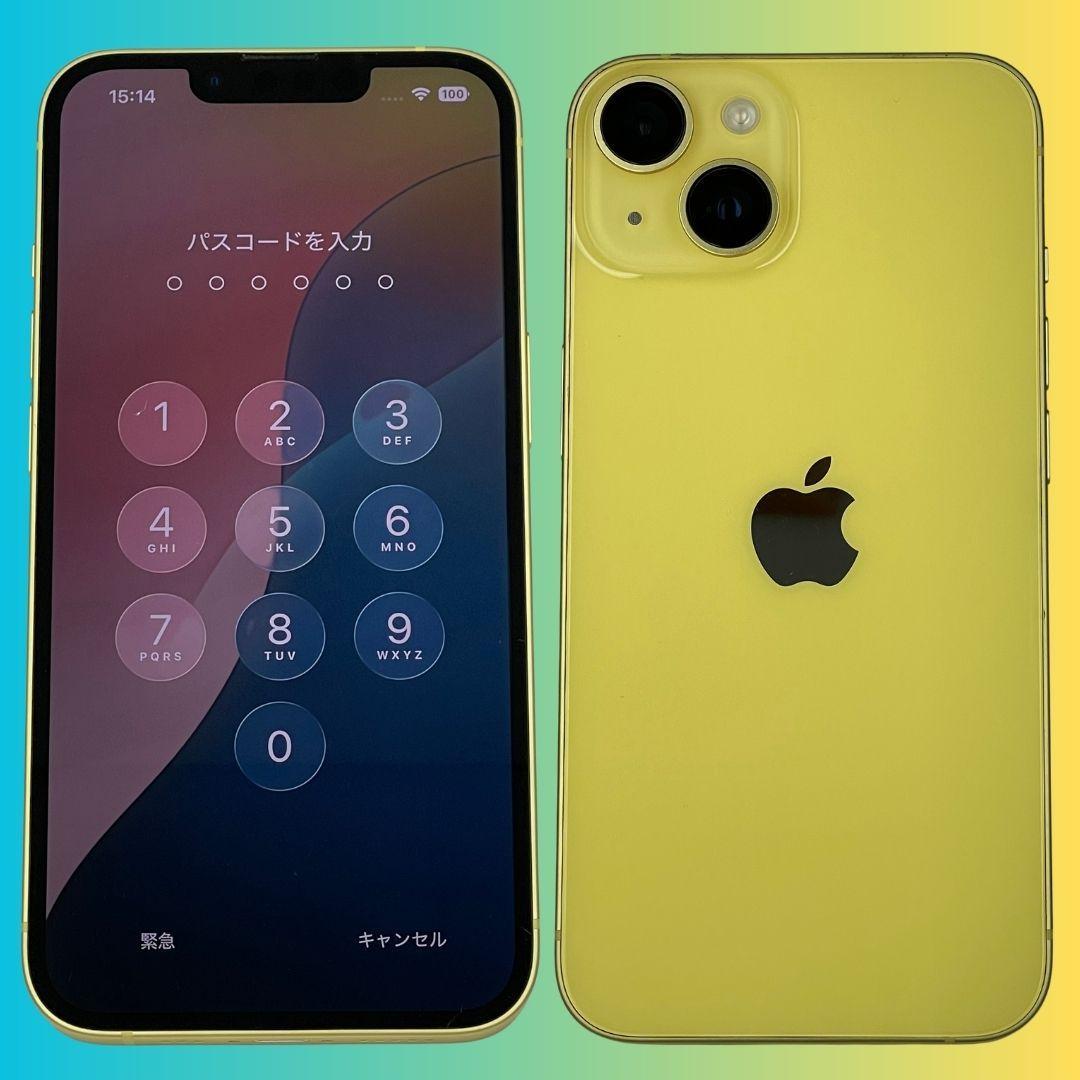 【極上品】iPhone14 128GB　イエロー　バッテリー100％SIMフリー