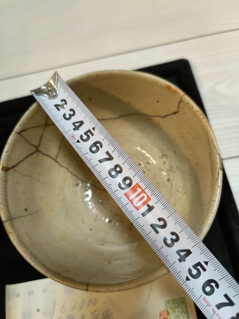 李朝大茶碗 未使用品粉引茶碗 骨董品　金直し
