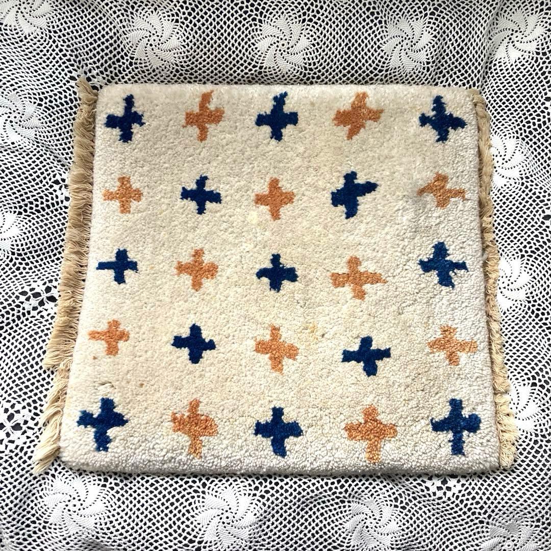 MUNI 十字模様 フリンジ付きチェアラグ5枚セット バラ売り不可