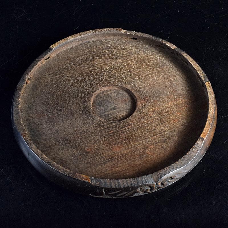 瀬戸焼　古瀬戸　染付　牡丹文　花口大瓶　唐木台・時代箱付　G　R8765B