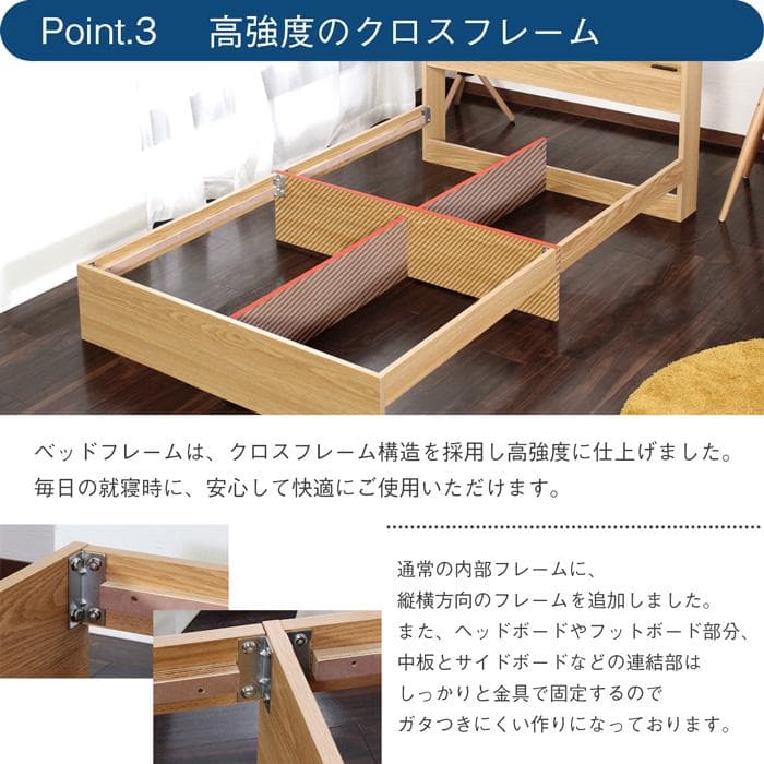 【R】ダブル　マットレスなし【収納あり】 送料込み！【ダークグレー】