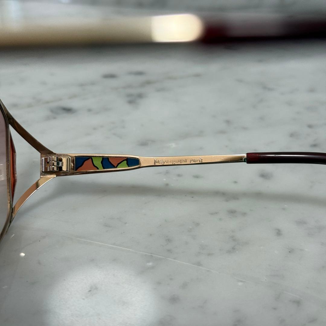 美品 イヴサンローラン サングラス 派手 ステンドグラス ピンク ロゴ YSL