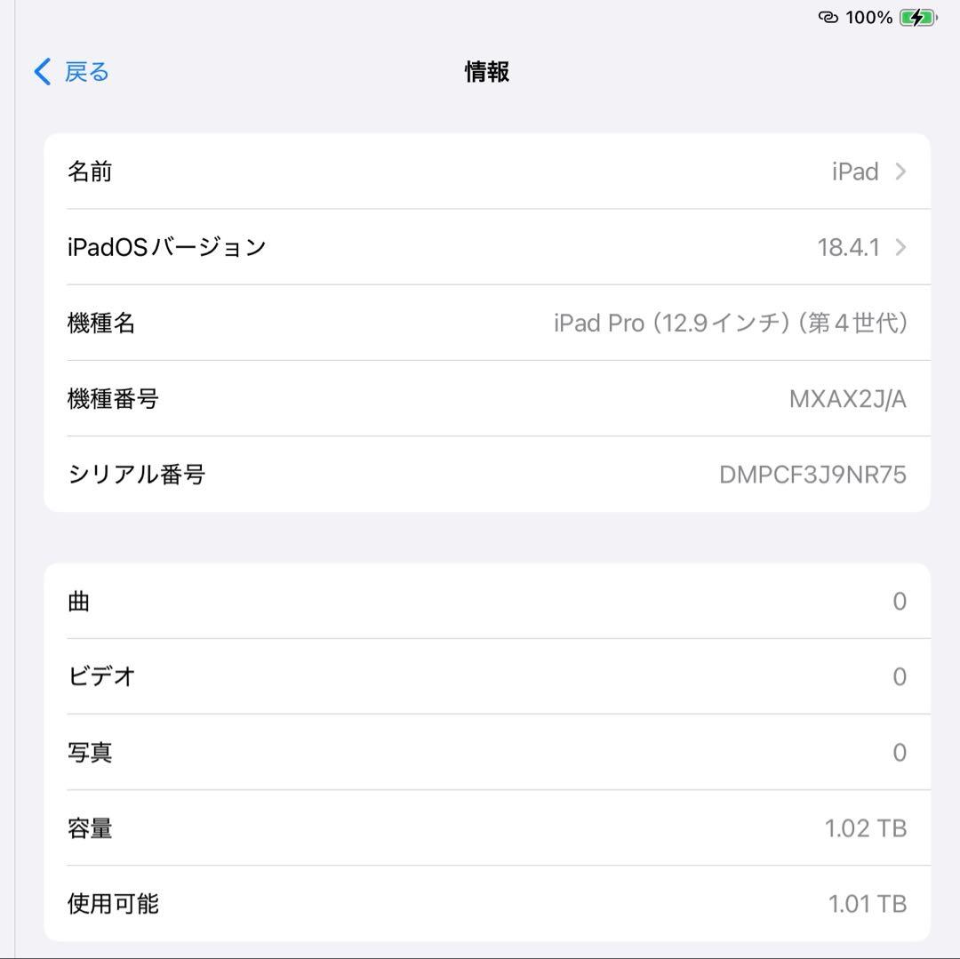 iPad Pro Wi-Fiモデル　第4世代　1TB 12.9インチ　おまけ付き