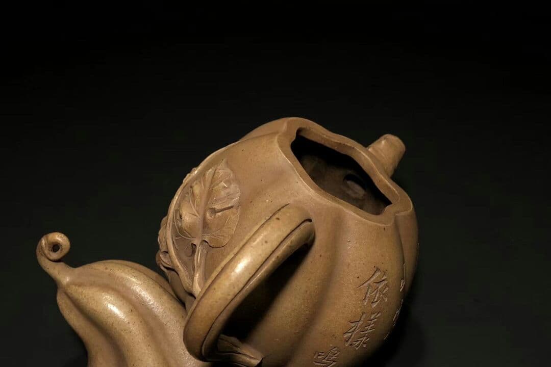 かぼちゃの壷 陳鳴遠  清代 紫泥急須  梅之図 紫砂壷 茶壷 古玩  煎茶道具