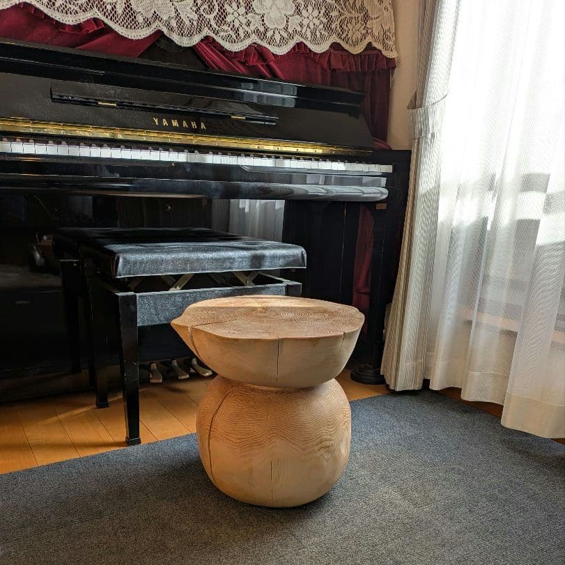 天然ヒバ　大型　切り株　丸太　椅子　スツール　テーブル　高さ約41.5cm