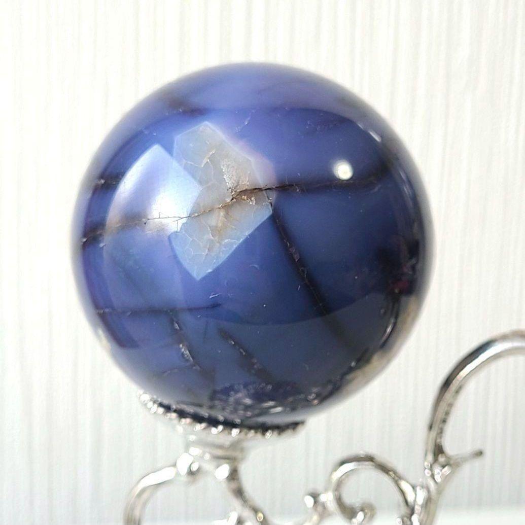 ブルーフラワーアゲート　桜瑪瑙　スフィア　丸玉　原石　ディスプレイ　コレクション