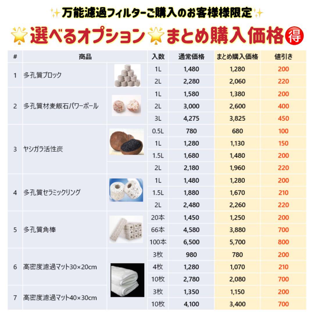 【ぱげ様】専用10w水中ポンプ付きろ過水槽と100本角棒ろ材